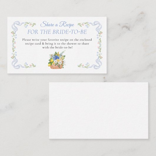 新規市場からのブライダルシャワーレシピ要求 エンクロージャーカード (正面/裏面)