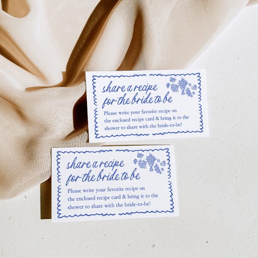 新規市場からのブライダルシャワーレシピ要求 エンクロージャーカード
