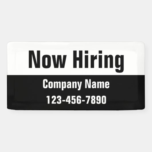 新規採用白黒会社名文字テンプレート 横断幕 (横)