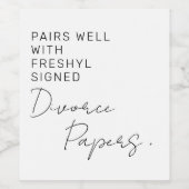 新規署名離婚紙おもしろい離婚パーティー ワインラベル (シングルラベル)