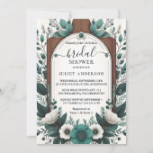 新規自然ガーデンプラントダークグリーンブライダルシャワー 招待状 (正面)