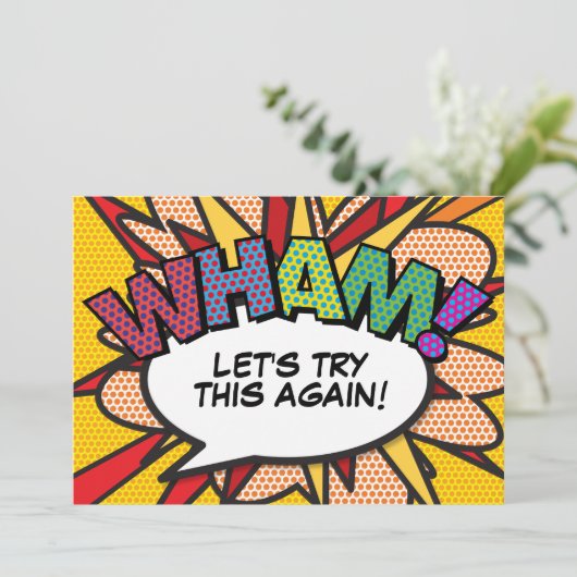 新規計画の日付の変更モダンおもしろい漫画 招待状 (スタンド正面)