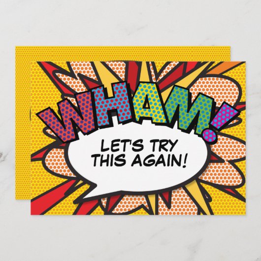 新規計画の日付の変更モダンおもしろい漫画 招待状 (正面/裏面)