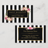 （新規）メイクアップアーティスト美しいサロンフローラストライプ 名刺 (正面/裏面)