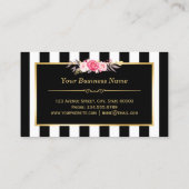 （新規）メイクアップアーティスト美しいサロンフローラストライプ 名刺 (裏面)