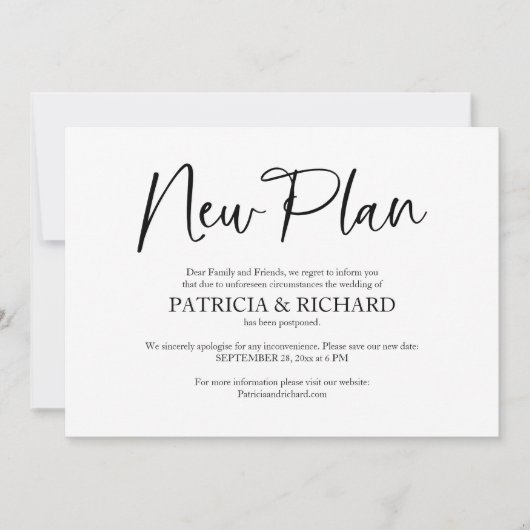 新計画の結婚延期された発表 招待状 (正面)