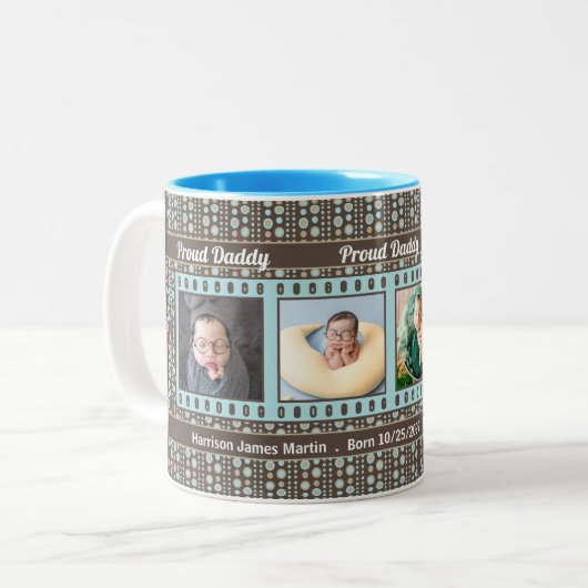 新誇りを持ったしいパパ4フォトマグアクアとブラウン ツートーンマグカップ (正面左)