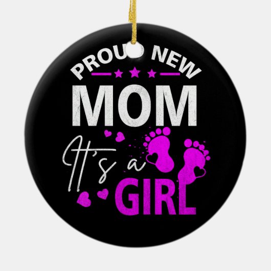 新誇りを持ったしいママ初めて女の子の新しいママ セラミックオーナメント (裏面)