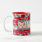 新誇りを持ったしいモミー赤いケシ4枚の写真 ツートーンマグカップ (左)