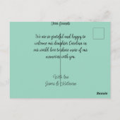 新賛美生まれ写真モダン誕生の発表 ポストカード (裏面)