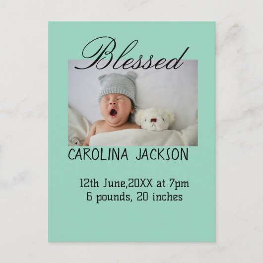 新賛美生まれ写真モダン誕生の発表 ポストカード (正面)