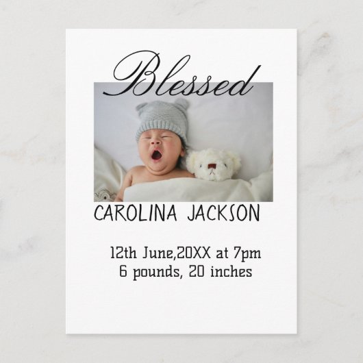 新賛美生まれ写真モダン誕生の発表 ポストカード (正面)