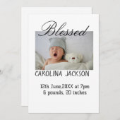 新賛美生まれ写真モダン誕生の発表 招待状 (正面/裏面)