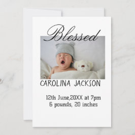 新賛美生まれ写真モダン誕生の発表 招待状