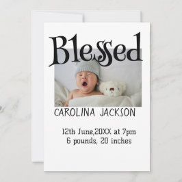 新賛美生まれ写真モダン誕生の発表 招待状