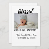 新賛美生まれ写真モダン誕生の発表 招待状 (正面/裏面)