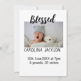 新賛美生まれ写真モダン誕生の発表 招待状