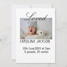 新賛美生まれ写真モダン誕生の発表 招待状