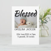 新賛美生まれ写真モダン誕生の発表 案内状 (スタンド正面)