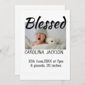 新賛美生まれ写真モダン誕生の発表 案内状 (正面/裏面)