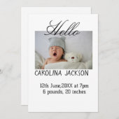 新賛美生まれ写真モダン誕生の発表 案内状 (正面/裏面)