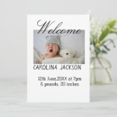 新賛美生まれ写真モダン誕生の発表 案内状 (スタンド正面)