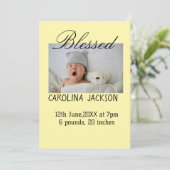 新賛美生まれ写真モダン誕生の発表 案内状 (スタンド正面)