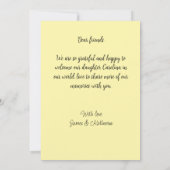 新賛美生まれ写真モダン誕生の発表 案内状 (裏面)