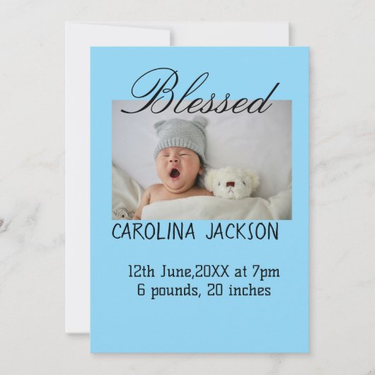 新賛美生まれ写真モダン誕生の発表 案内状 (正面)