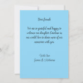 新賛美生まれ写真モダン誕生の発表 案内状 (裏面)