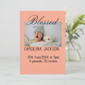 新賛美生まれ写真モダン誕生の発表 案内状 (スタンド正面)