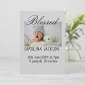 新賛美生まれ写真モダン誕生の発表 案内状 (スタンド正面)