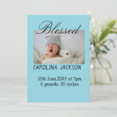 新賛美生まれ写真モダン誕生の発表 案内状 (スタンド正面)