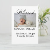 新賛美生まれ写真モダン誕生の発表 案内状 (スタンド正面)