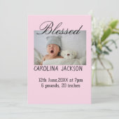 新賛美生まれ写真モダン誕生の発表 案内状 (スタンド正面)