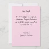 新賛美生まれ写真モダン誕生の発表 案内状 (裏面)