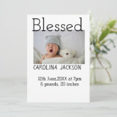 新賛美生まれ写真モダン誕生の発表 案内状 (スタンド正面)