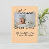 新賛美生まれ写真モダン誕生の発表 案内状 (スタンド正面)