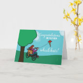 新車いすおめでとう女の子カイト カード (黄色い花)