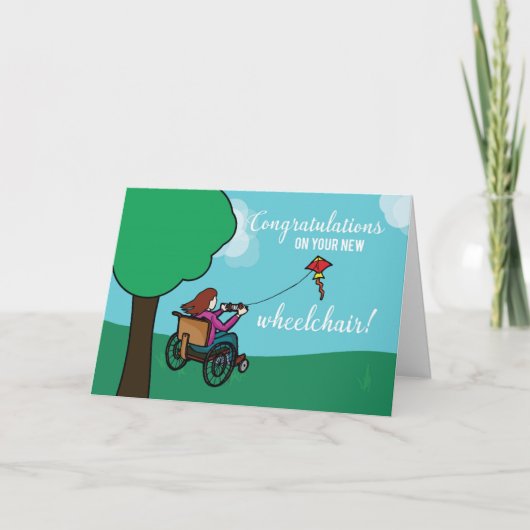 新車いすおめでとう女の子カイト カード (正面)