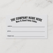 新車中古車販売 – 自動車販売両面バス 名刺 (裏面)