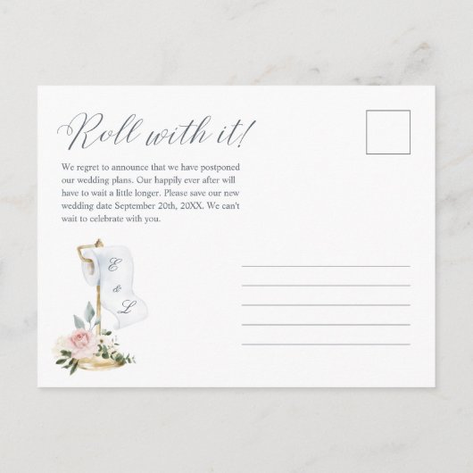 新転がしい日が過ぎた |トイレ紙ピンクのバラ 案内ポストカード (裏面)