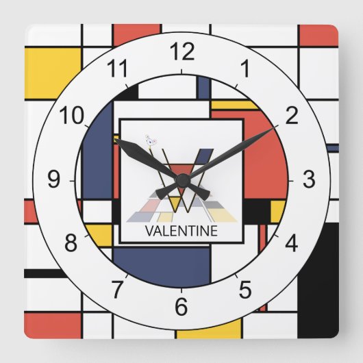 新造素晴らし形主義芸術論文字V スクエア壁時計 (正面)