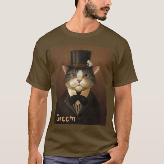新郎おもしろい猫 Tシャツ (正面)