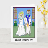 新郎および小便をされたズボンの結婚式の招待状 カード (黄色い花)