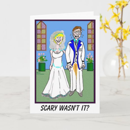 新郎および小便をされたズボンの結婚式の招待状 カード (黄色い花)