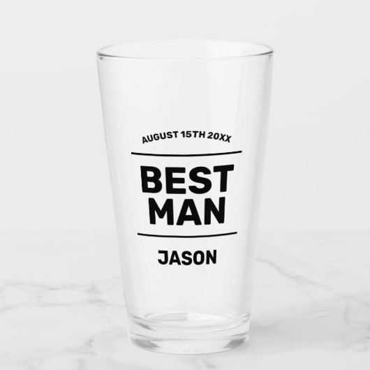新郎からの花婿の付添人への花婿介添人ビールガラスのギフト タンブラーグラス (正面)