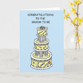 . .新郎がケーキとツールに変わることをおめでとう カード (黄色い花)