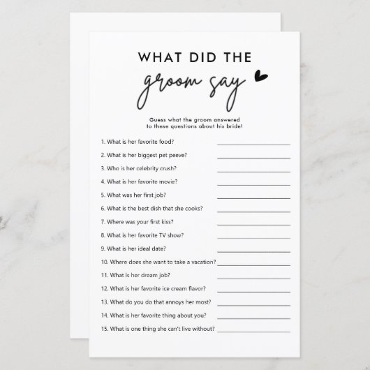 新郎がゲームカードを言ったミニマルな人 (正面/裏面)