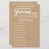 新郎が何と言ったかブライダルシャワーバイリンガルゲーム (正面/裏面)